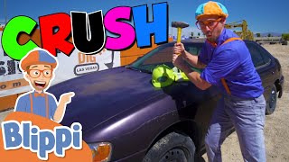 Blippi Crushes A Car With An Excavator  Learn Verbs For Kids  Educational Videos For Toddlers [upl. by Reddy]