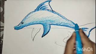 Easy dolphin drawing ডলফিন আকঁাviralvideo art drawing painting fish dolphinwatching [upl. by Hoban]