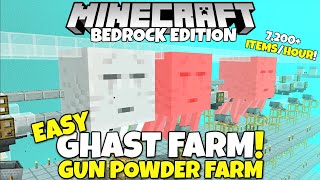 Minecraft Bedrock FAST Ghast Farm Tutorial 4400 GunpowderHour MCPE Xbox Ps4 PC Switch [upl. by Arst]