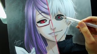 Speed Drawing  Kamishiro Rize\Kaneki Ken Tokyo Ghoul [upl. by Schultz]