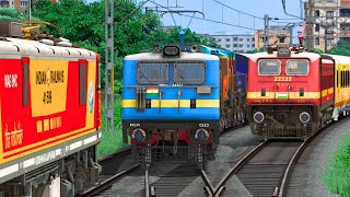 THREE TRAIN CROSSING IN SAME RAIL TRACK  BUMPY RAILROAD  Train Simulator  Railwork  NTG GAMING [upl. by Hainahpez]