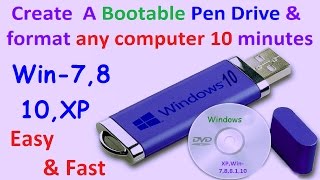 Create A Bootable pendrive amp format any Laptop amp PC 10 minutes Easy amp fast [upl. by Ahsilat886]