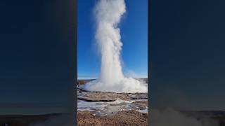 Huge Geysir eruption on iceland geysir eruption adventureawaits [upl. by Archle]