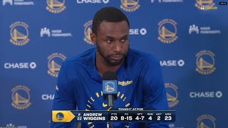 “We got the deepest team in the league”  Andrew Wiggins on Warriors past Blazers in season opener [upl. by Hildegard]