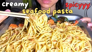 🍝 ASMR Seafood Pasta Mukbang  Tasty Shrimp  Tuna Pasta [upl. by Aivad966]