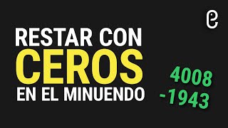 🚀 APRENDE A RESTAR CON CEROS EN EL MINUENDO👊😎 [upl. by Loni30]