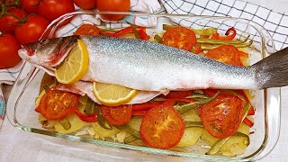 Lubina al Horno con Patatas y Verduras🐟 Receta Fácil Rápida BRUTAL💥💥💥 [upl. by Ennej830]