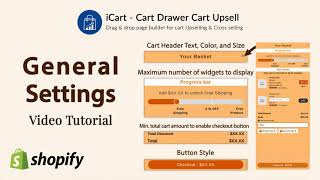 General Settings Widget Tutorial  iCart Cart Drawer Cart Upsell Shopify App [upl. by Nais]