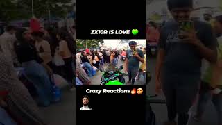 Kawasaki ninja 🔥ZX10R reaction in public place 20 L zx10rr viralvideo kawasakizx10r girzx10rr [upl. by Nede221]