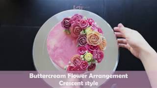 Buttercream Flower Arrangement │ Crescent Design Arrangement │ Korean Buttercream Flower [upl. by Kceb]