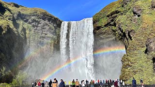 Skogafoss waterfall Iceland virtual Tour in summer [upl. by Ydak]