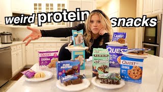 PROTEIN SNACK REVIEW taste testing weird protein pastries  vlogmas day 6 [upl. by Mack]