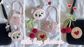 how to crochet cute bag charmskeychains  beginnerfriendly tutorial [upl. by Ellevart]