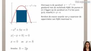 Afgeleide Optimaliseren oppervlakte bij grafiek  Wiskunjeleren [upl. by Fusuy]