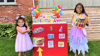 Deema and Sally Pretend Play with Birthday Cake Vending Machine Toy for Kids Story [upl. by Pouncey]