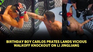 UFC 305 results Carlos Prates birthday present destroys Li Jingliang with impressive KO [upl. by Inafit893]