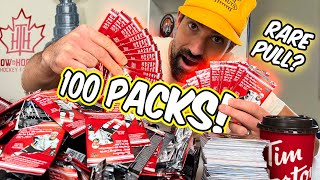 Opening 100 PACKS of Tim Hortons Hockey Cards crazy pulls [upl. by Htedirem422]