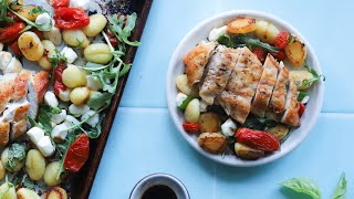 SheetPan Caprese Chicken Gnocchi Recipe [upl. by Terrel]