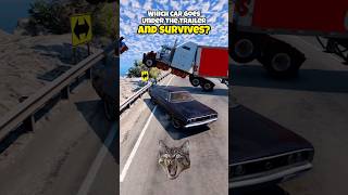 Which car goes under the trailer and survives beamng beamngcrashes beamngdrive game gameplay [upl. by Lokim]