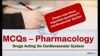 MCQs  Pharmacology  Drugs Acting on Cardiovascular system Competitive Exams [upl. by Gracye]