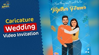 Caricature Indian Wedding Video Invitation  Save the Date Digital WhatsApp Invite [upl. by Rosalyn194]