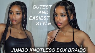 How To Do Large Knotless Braids  Step By Step Box Braids Tutorial [upl. by Riccio]