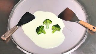 Broccoli Ice Cream Rolls  how to make Ice Cream with Broccoli  green Ice Cream Recipe  Food ASMR [upl. by Nyrrat]