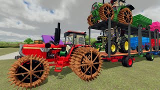 Tractor Vide Games Thatcher is Small Double Decker Trailers for Transporting Colorful Tractors [upl. by Anoyk]