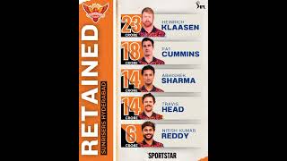 Sunrisers Hyderabad retained players shorts trending video [upl. by Gardener]