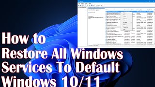 Restore All Windows Services To Default Settings in Windows 10  2 Fix [upl. by Iidnarb]