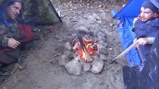 Tarp Camping with Wool Blanket and Fire [upl. by Aggarwal]