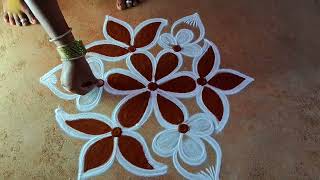 Easy flowers padi kolam32 maasi madham kolam simple designs pandaga muggulukaalaithendralkolangal [upl. by Ahsitel]