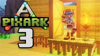 FIRST QUEST amp THATCH HUT  Lets Play PixARK Gameplay Part 3 Ark Survival Evolved Meets Minecraft [upl. by Leonid]