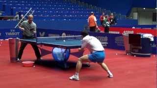 Zhang Jike practising multiball at the WTTC in Dortmund [upl. by Haibot574]