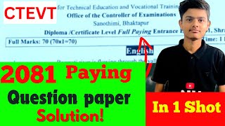 CTEVT 2081 Paying Entrance Exam Question Solution  2081 CTEVT Entrance Exam Model Questions 2081 [upl. by Eelsha]