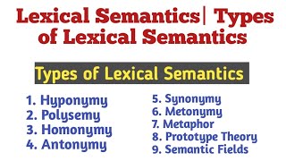 Lexical Semantics and Its Types in UrduHindi Lexical Semantics and Its Types in Linguistics [upl. by Ailyn]