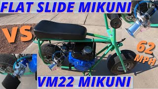 Flat slide Mikuni carburetor versus round slide VM22 Mikuni on a Tillotson 212 [upl. by Mutz]