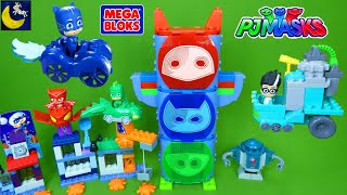 LOTS of PJ MASKS Mega Bloks Toys HQ Set Cat Boy Gekko Cars Toy Unboxing Video for Kids Toddlers [upl. by Etnom]