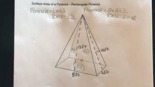 How to find the Surface Area of a Rectangular Pyramid [upl. by Oman35]