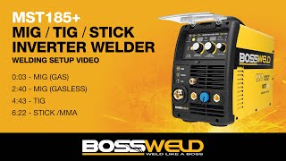 HOW TO SETUP Bossweld MST185 Plus 180A MIG Stick and TIG Inverter Welder [upl. by Enida789]