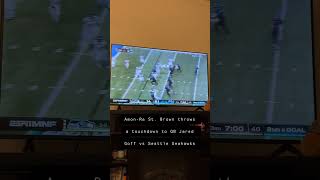 AmonRa St Brown throws a touchdown to Detroit Lions QB Jared Goff vs the Seattle Seahawks MNF NFL [upl. by Gisser]