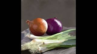 Digital Painting with Procreate Still Life 2 Onions and Scallions [upl. by Mile518]