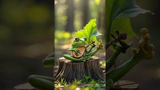 🐸【Frog Artist】Leaning against a tree stump playing autumn whispers🍂 [upl. by Etnoel]