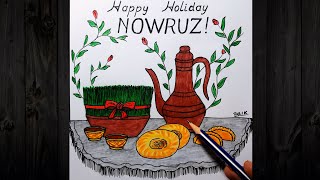 Drawing in Honor of NOWRUZ Holiday 2 Easy  NAVRO‘Z bayrami haqida rasm chizish [upl. by Nuahsyd637]