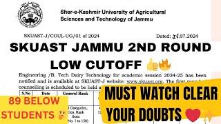 SKUAST JAMMU BIG UPDATE 🖤🔥 LOW CUTOFF 🥺👍 2ND ROUND 🔥 MUST WATCH 😮 [upl. by Etneciv]