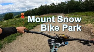 Mount Snow Bike Park  Top to Bottom RAW 4K [upl. by Ayanat291]