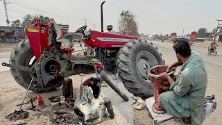 Loaded Tractor Hitted The Footpath and Tube Broke Down The Mechinc Repaired How inEmergency on Road [upl. by Eeresed]