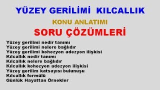 9sınıf yüzey gerilimi kılcallık konu anlatımı soru çözümü sınavlara hazırlık yazılıya hazırlık [upl. by Nylinnej]