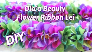 How To Make Purple Olaa Beauty Hawaiian Flower Ribbon Lei [upl. by Branden]