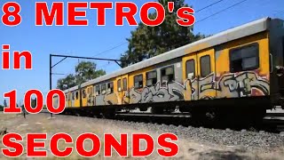 METRORAIL CAPE TOWN 8 METRO Trains in 100 Seconds  2016 DSLR footage [upl. by Eanil]